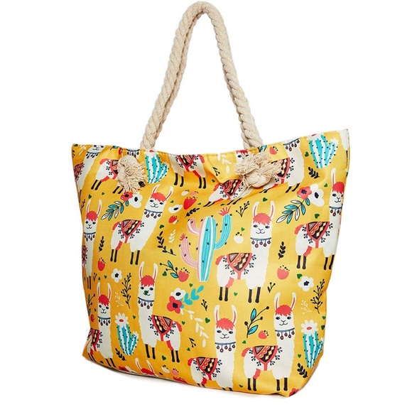 🆕NWOT Yellow Llama Boho Cute Shoulder Tote Bag - Picture 2 of 5